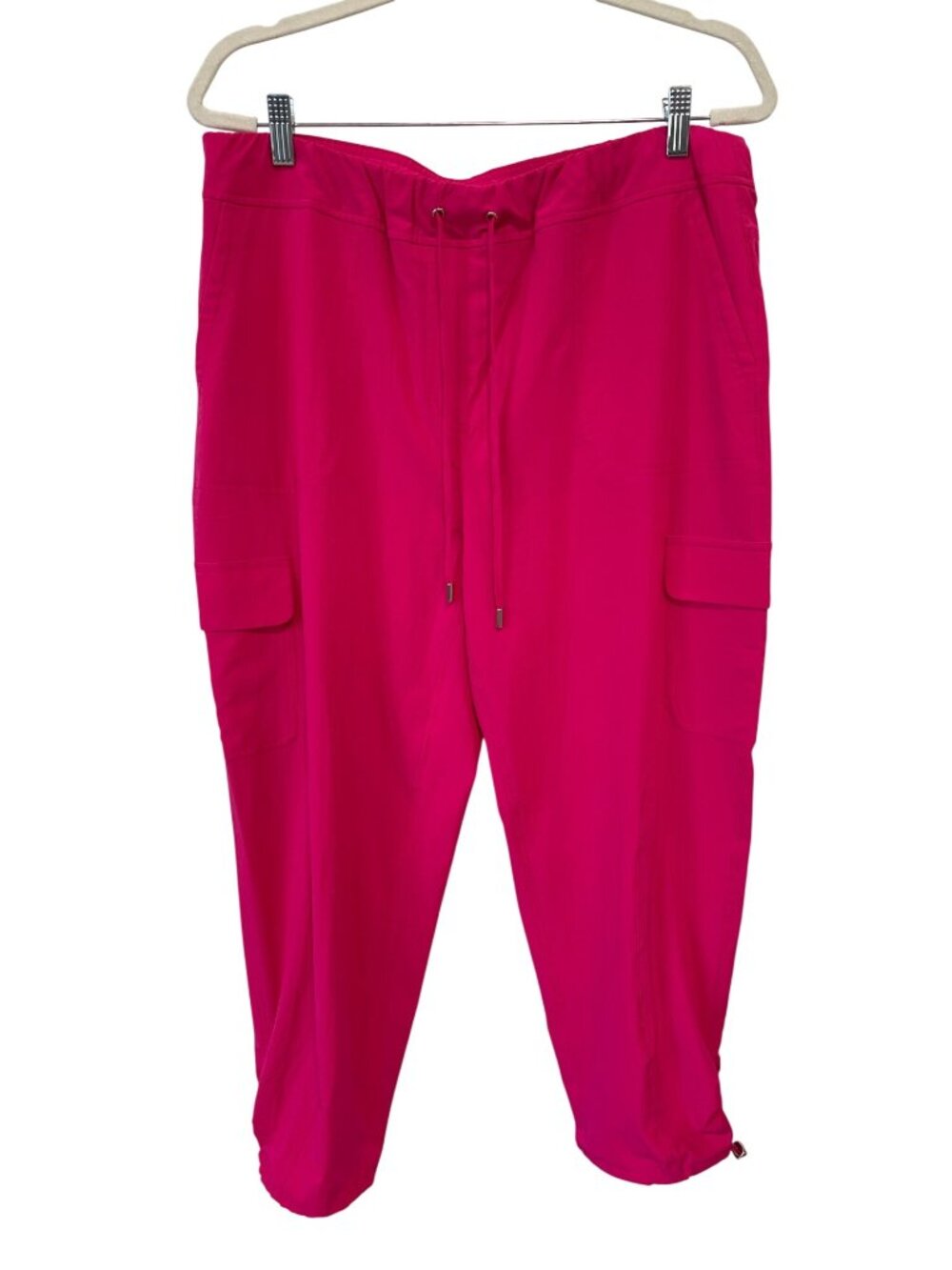 Chicos Zenergy Cargo Jogger Pants Size 14 Pull On Drawstring Crop Pink Gorpcore